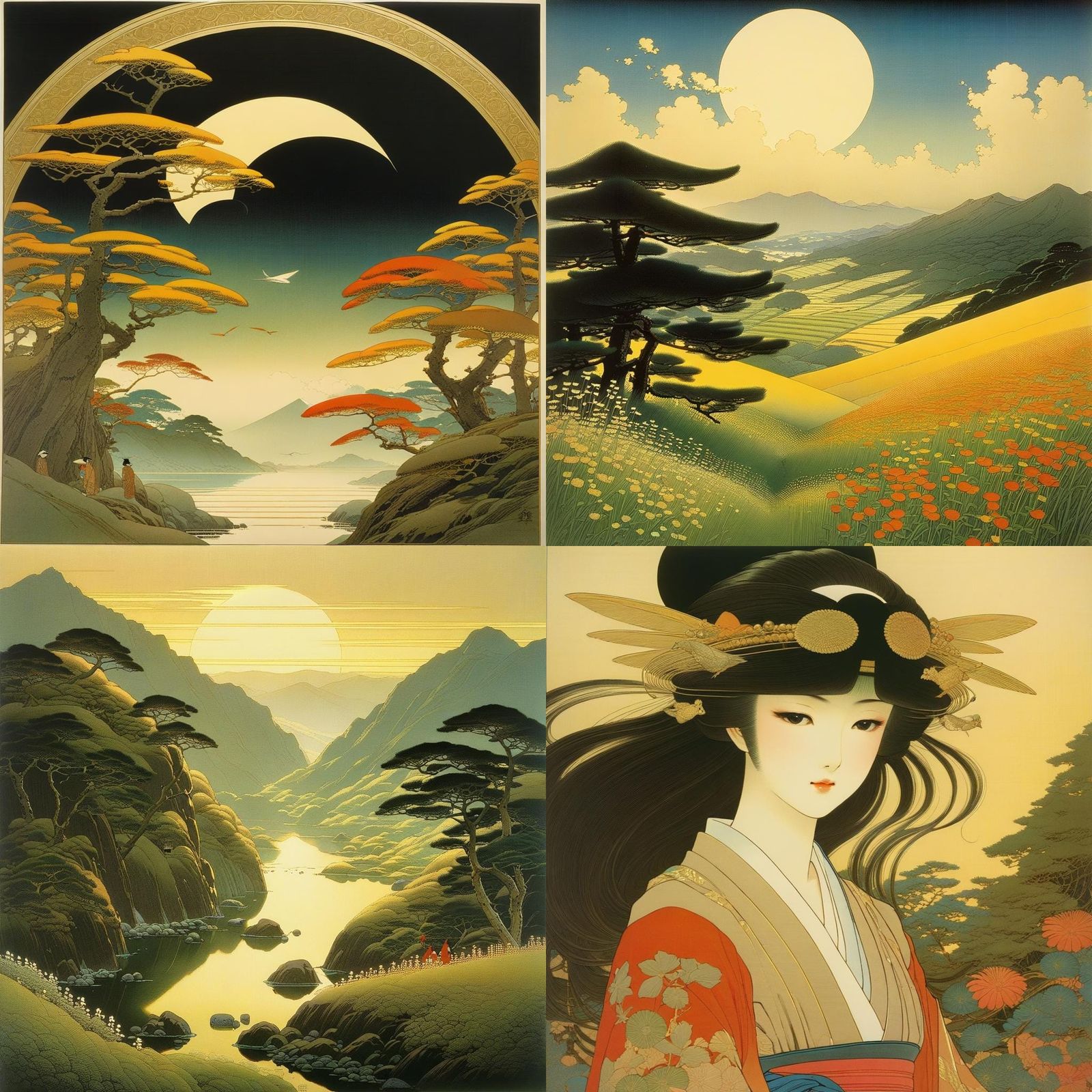 Japanese-Inspired Illustration with Modern Themes