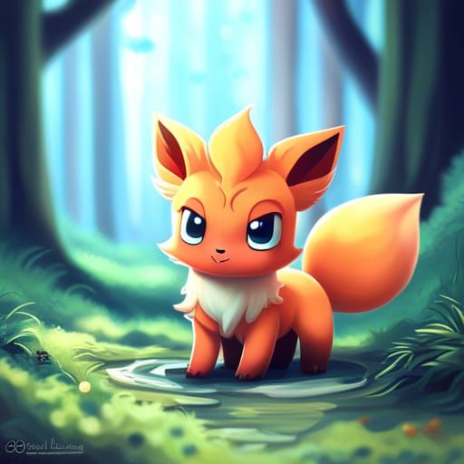 Adorable Chibi Vulpix Pokemon: 3D Digital Art