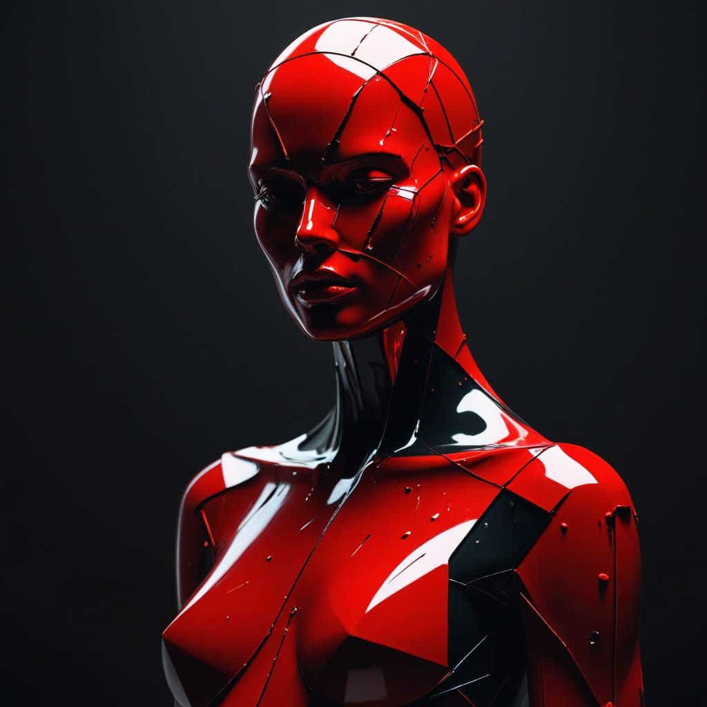 Turbulent Elegance: A Fragmented Figure in Avant-Garde Style