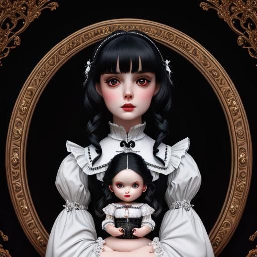 Creepy Cute Victorian Doll in Dramatic Lighting