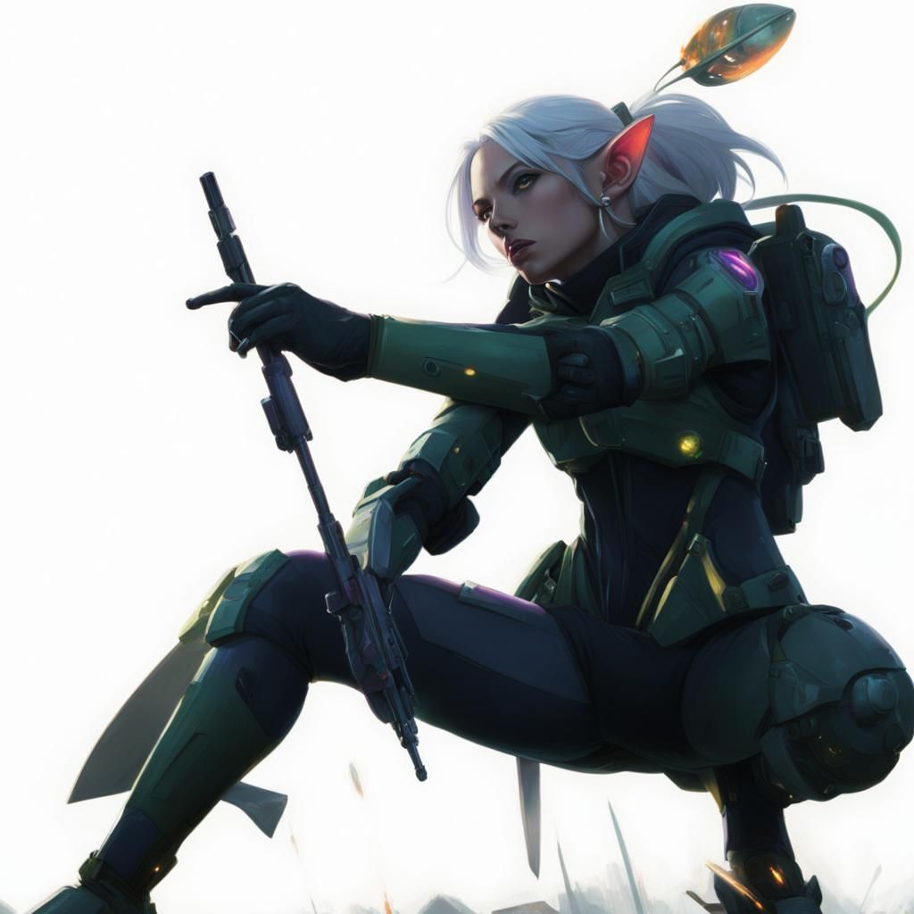 Futuristic Goblin Sniper in Jungle Panorama