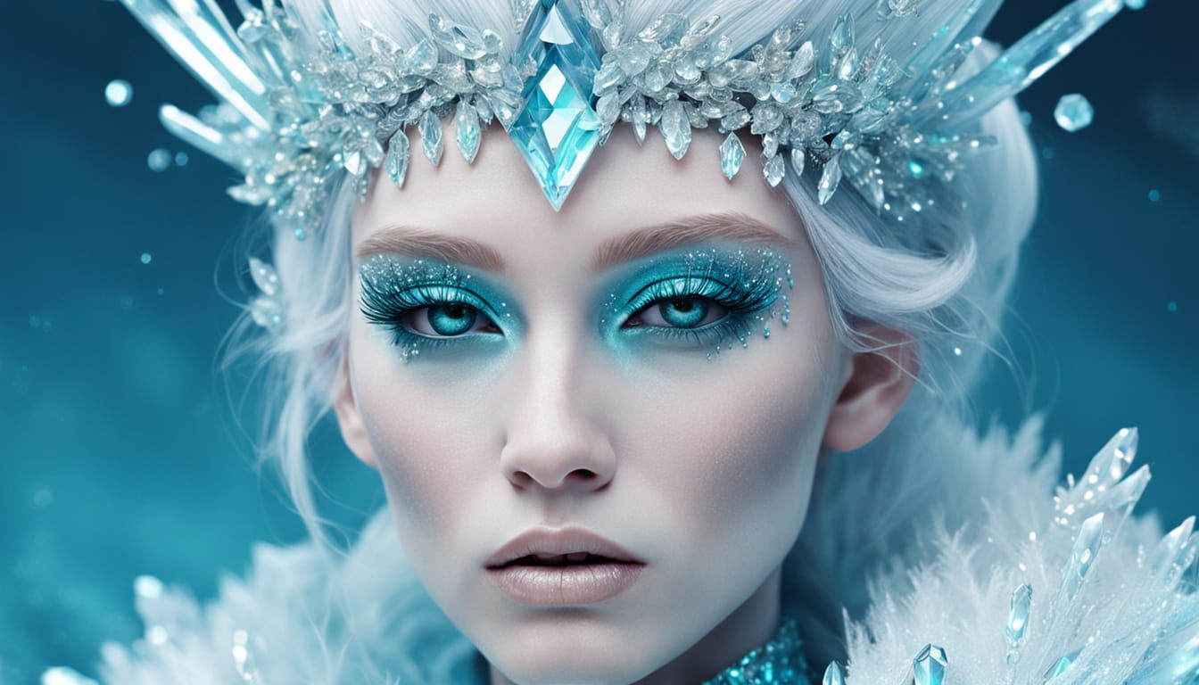 Icy Turquoise Crystal Model in Comic Book Style