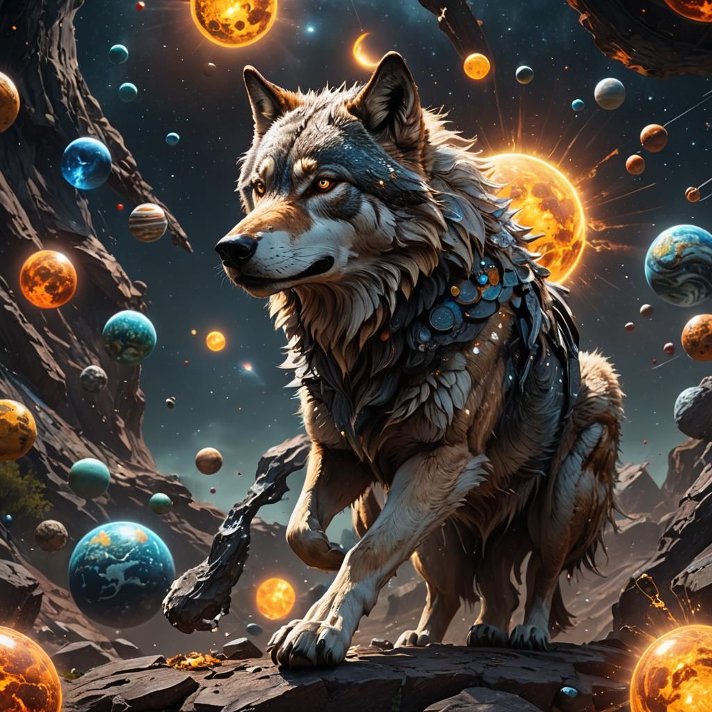 Wolf Solar System: Hyperrealistic Concept Art