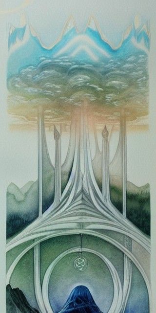 Rings of Power Elven Forest in Watercolor Style