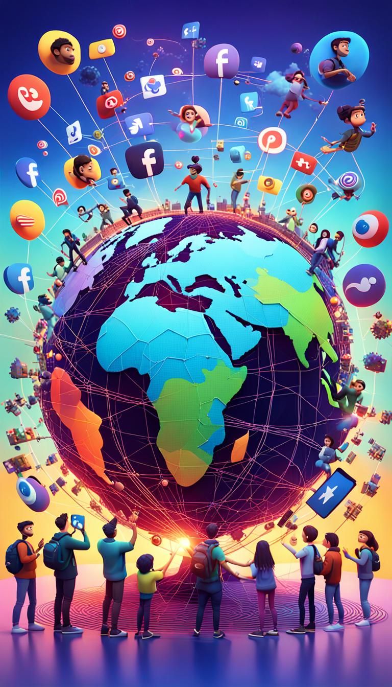 Global Social Media Connections in 3D Digital Art