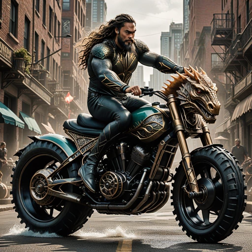 Aquaman on Seahorse Cycle: A Vibrant Digital Illustration