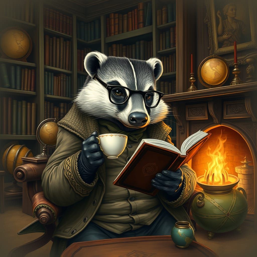 Victorian Badger Reads in Cozy Fantasy Study