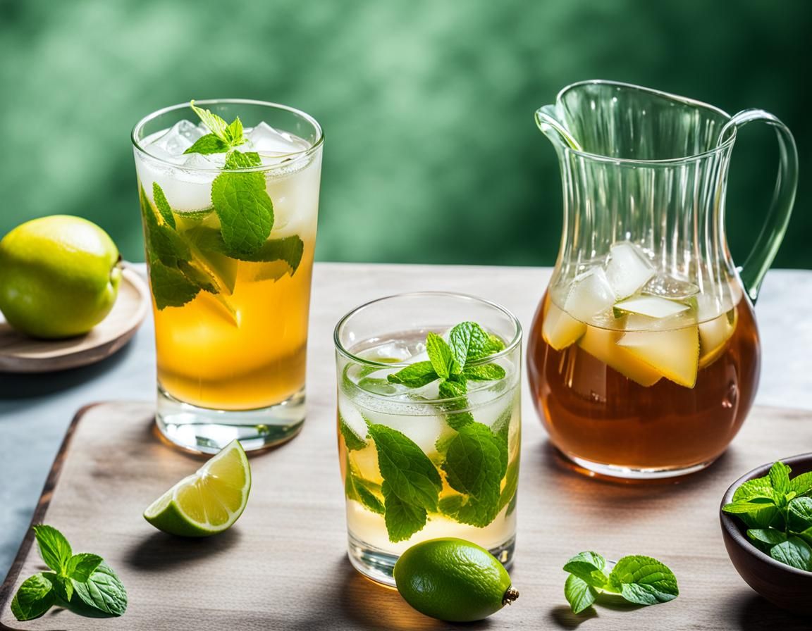 Mojito and Cider Glasses on a Table
