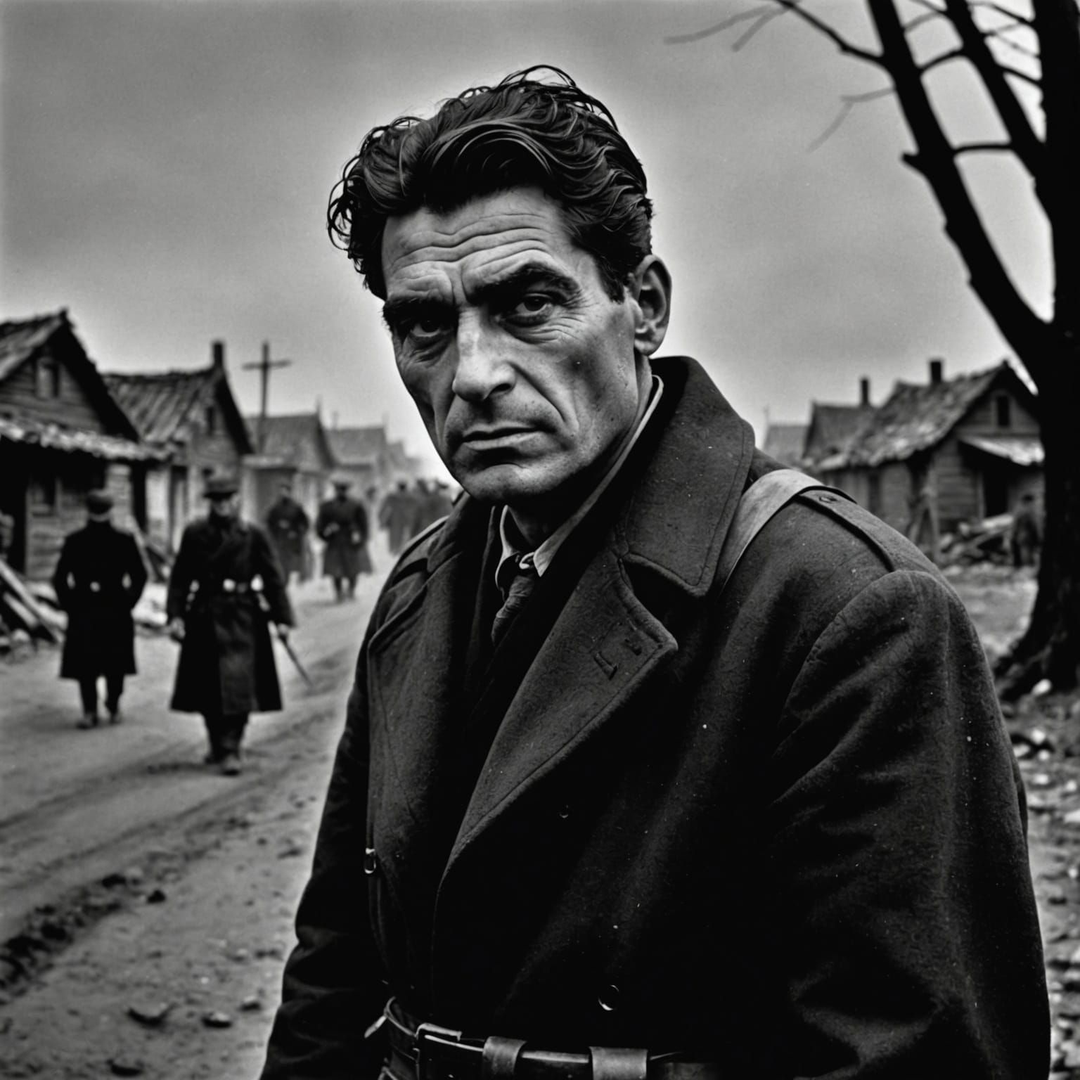 Grimdark Scene in Robert Capa Style