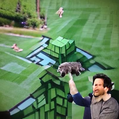 Paul Rudd and Raccoon Play Minecraft in Hyperrealism