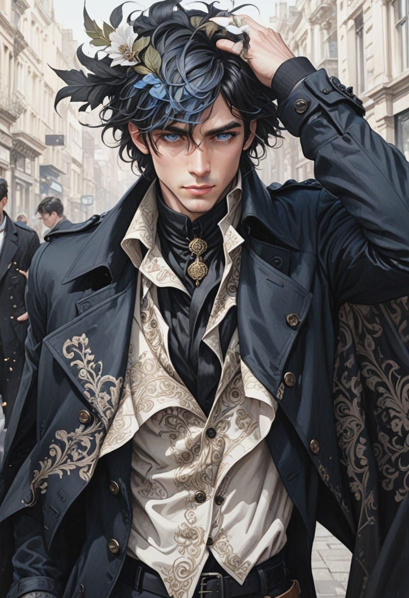 Handsome Young Mage Strolls Victorian Streets