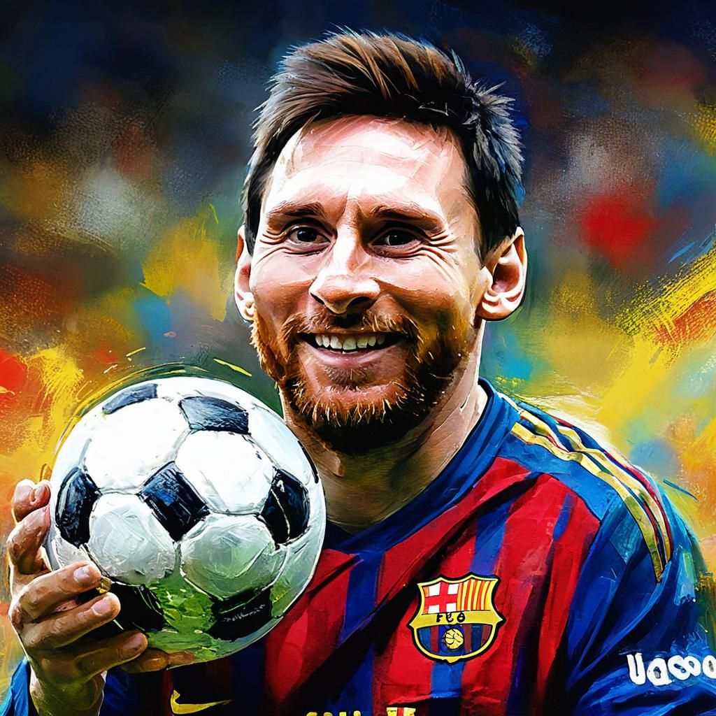 Lionel Messi Portrait in Oil Painting Style
