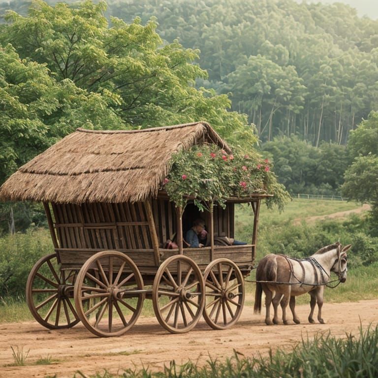 Donkey Pulling a Cart
