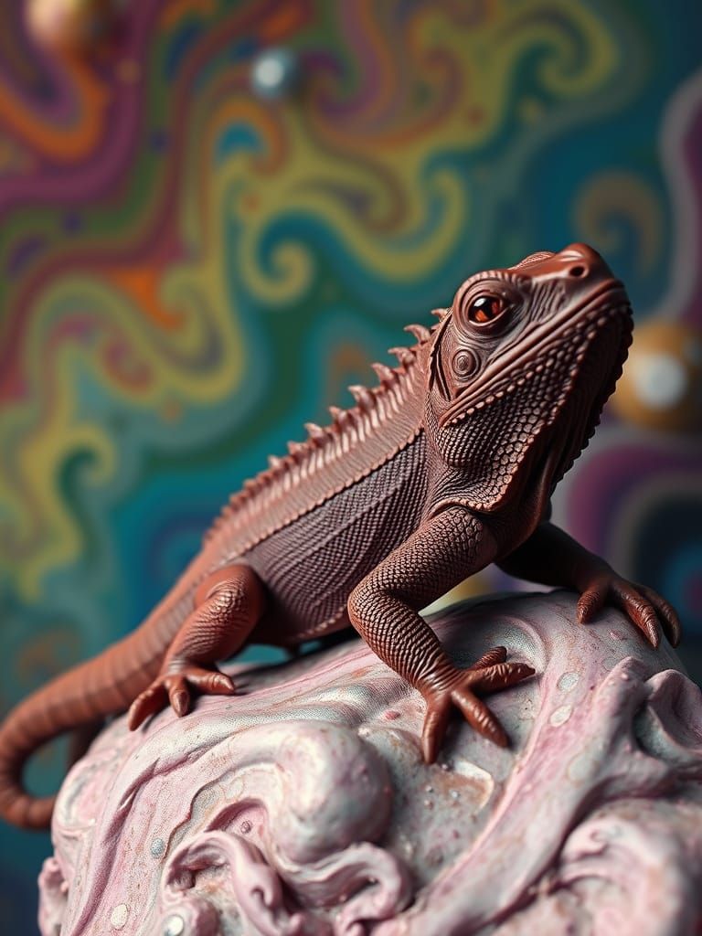 Chocolate Iguana in Surrealist Style