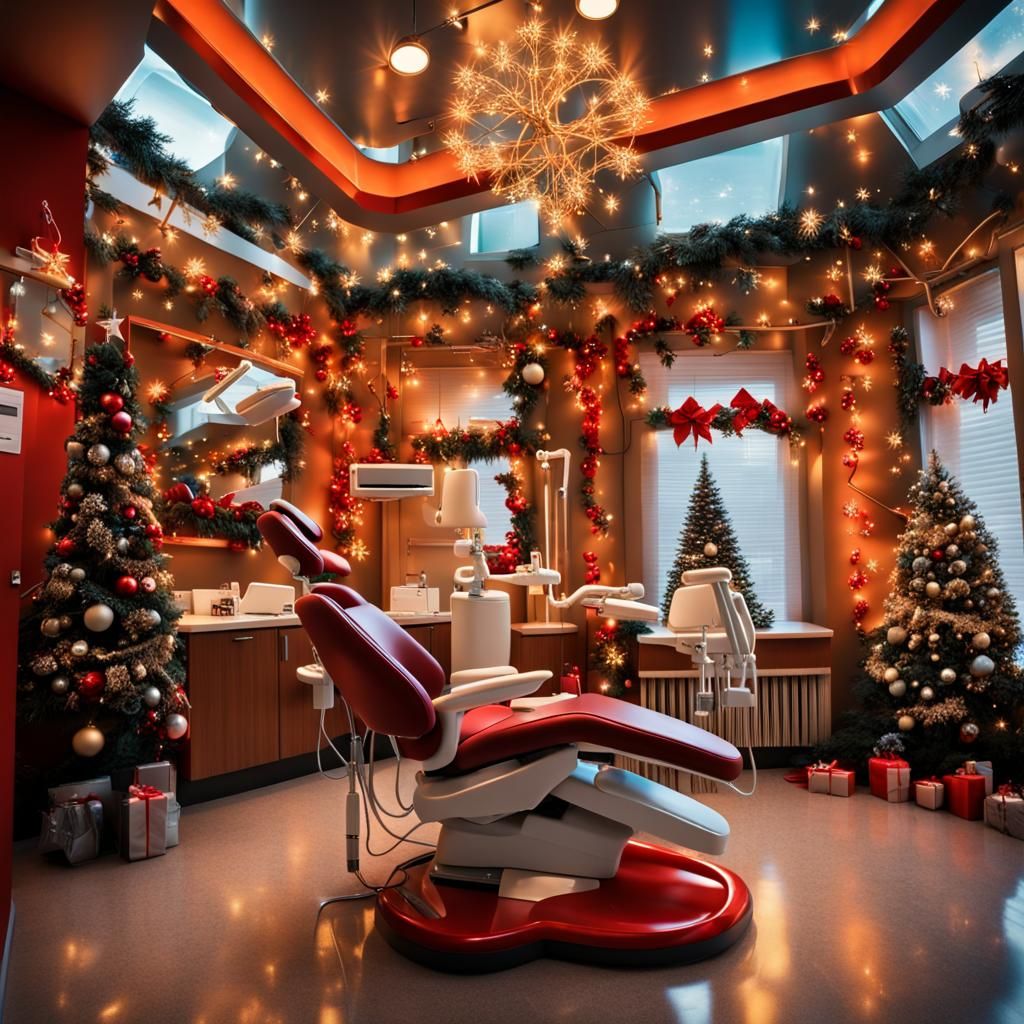 Festive Christmas Dental Clinic with Futuristic Lights