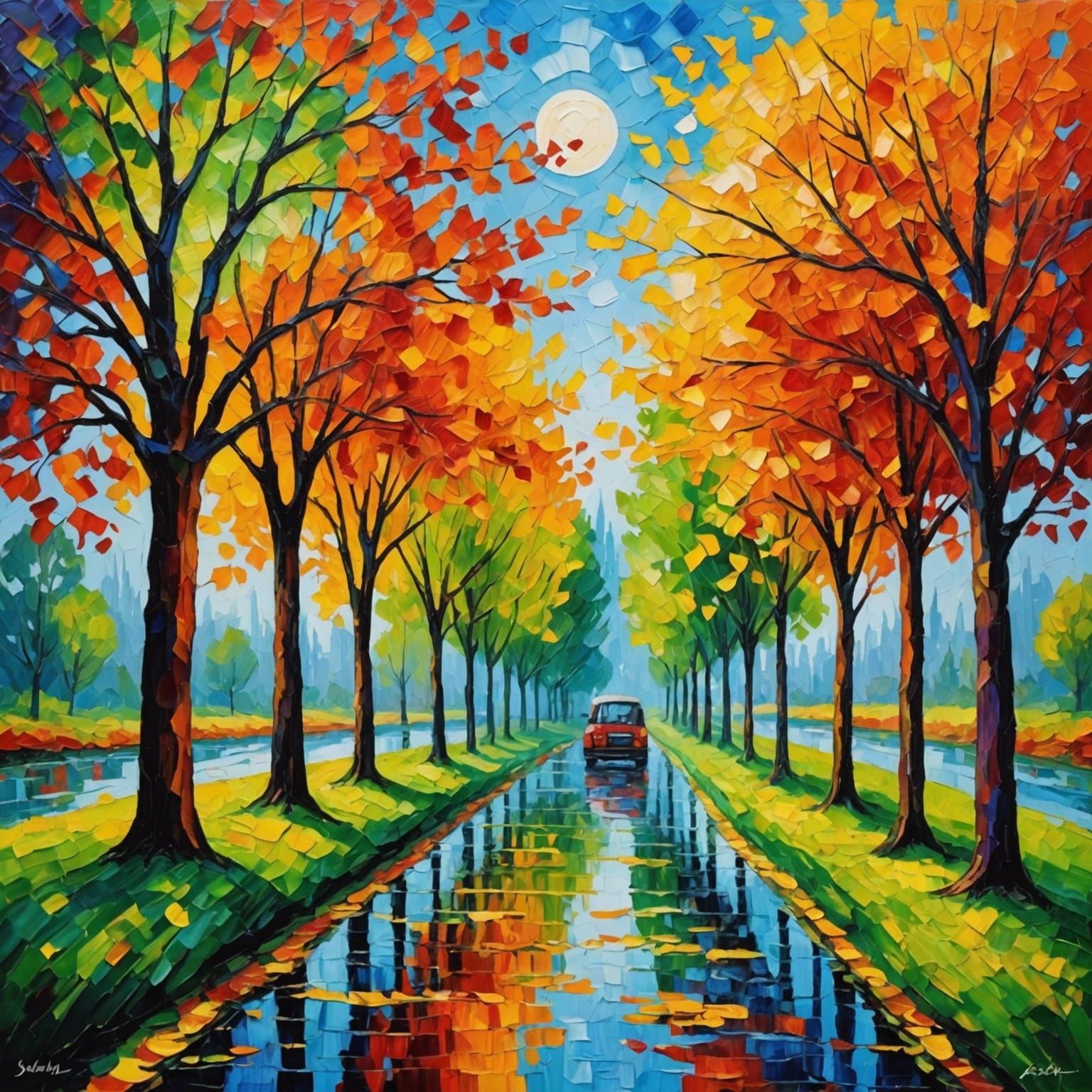 Colorful Impressionist Painting in Impasto Style