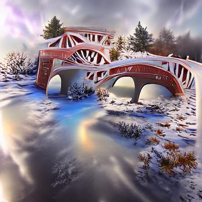 Wintery Gapstow Bridge in 8K 3D Airbrush Art