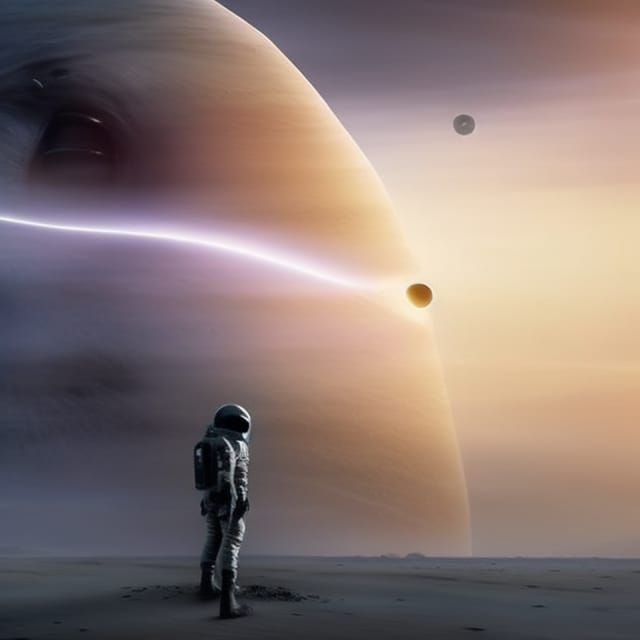 End of Time Beach Scene with Astronaut