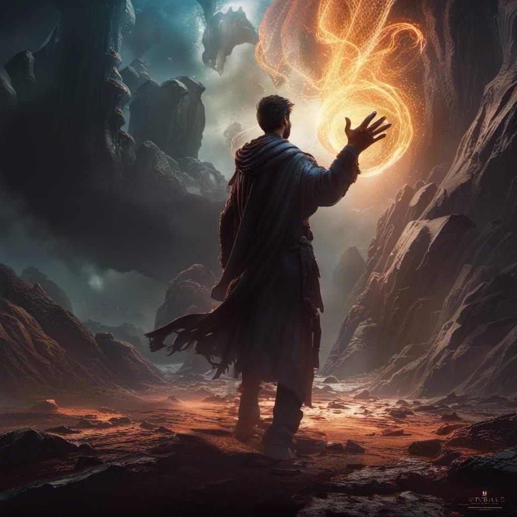 Figure Extending Hand with Surging Power