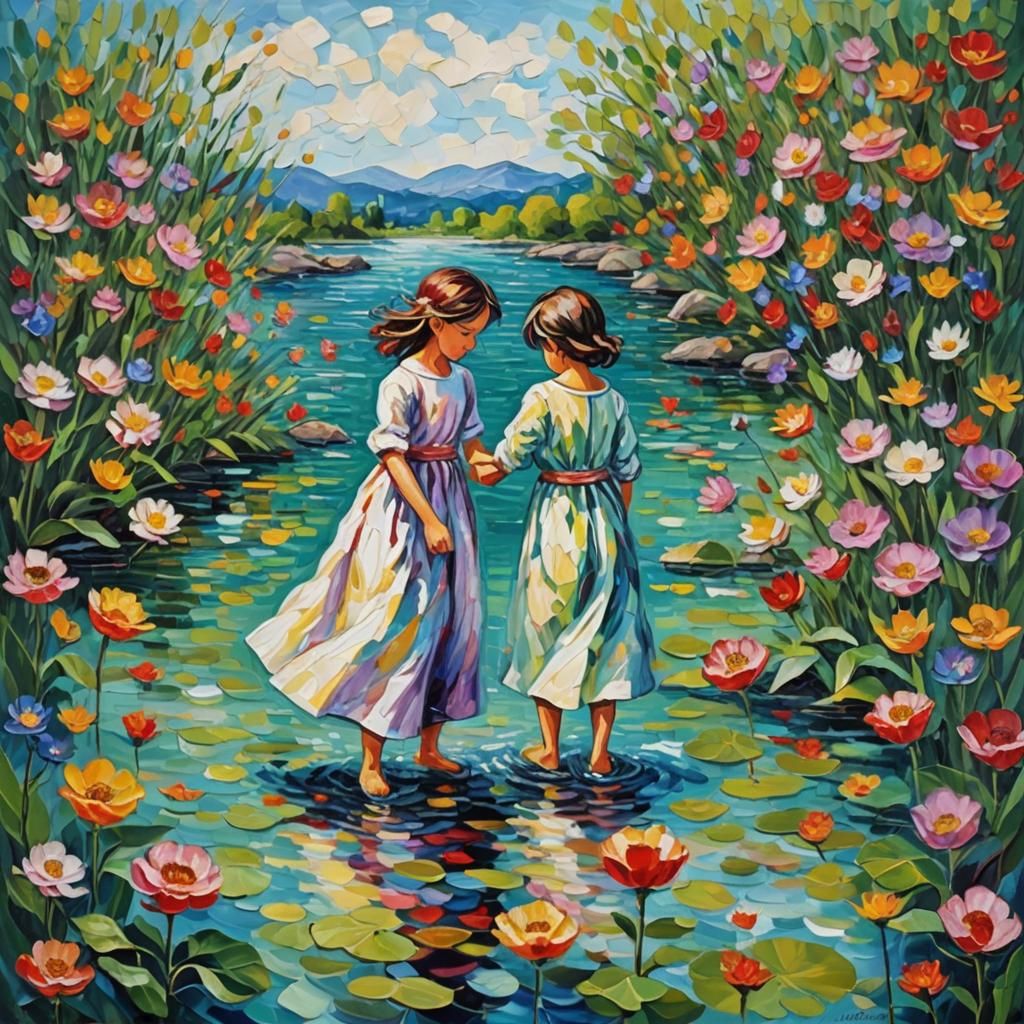 Expressionist Love Escapes as Neo-Impressionist Oil Painting