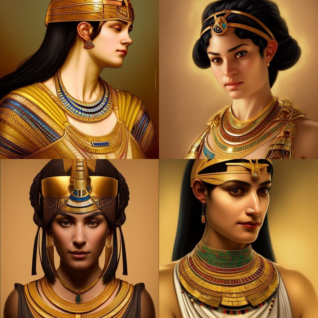 Ancient Egyptian Women Adorned in Silk and Jewels