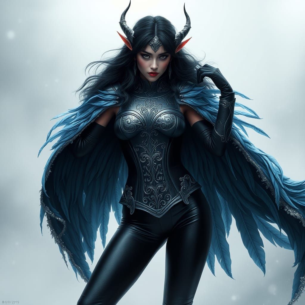 Regal Elf Enchantress in Silver Armor