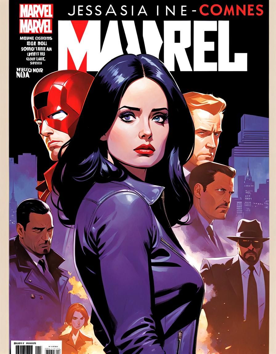 Jessica Jones Marvel Comic Cover in Noir Style