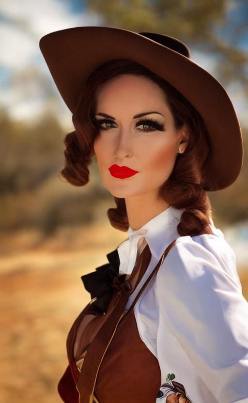 Sensual Cowgirl Portrait in Joyce Ballantyne Style