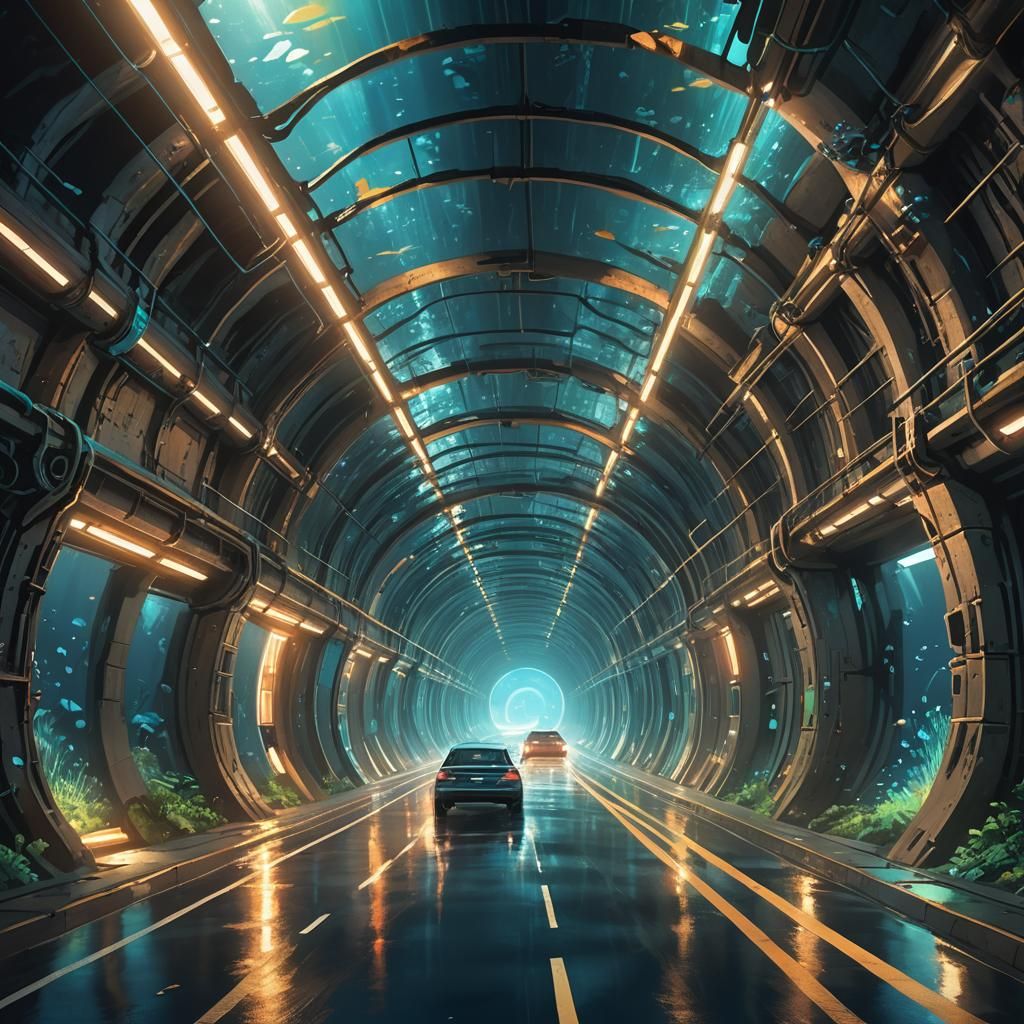 Underwater Highway Tunnel: Fantasy Concept Art