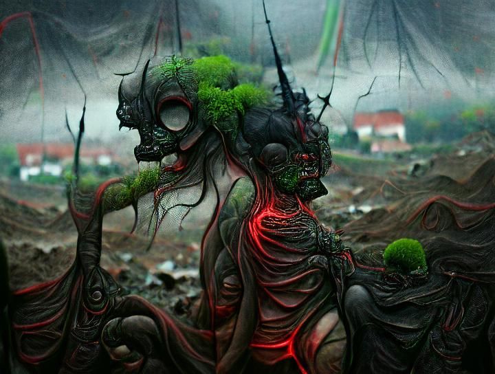 Ominous Oni Head in Toxic Wasteland