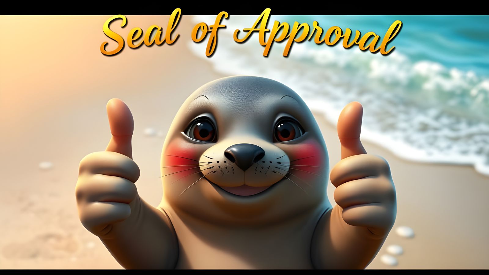 Smiling Seal in Pixar Style Splash Art