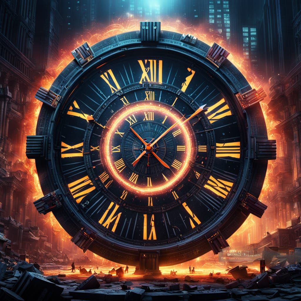 Laser Destroys Digits Beside Wall Clock, Epic Cinematic Art