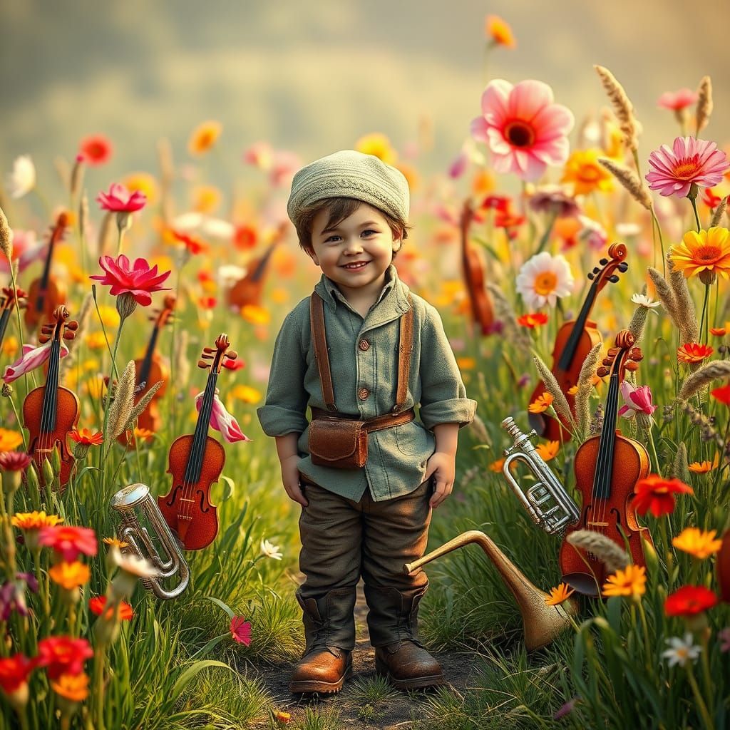 Fantasy Boy in a Meadow of Song and Joy