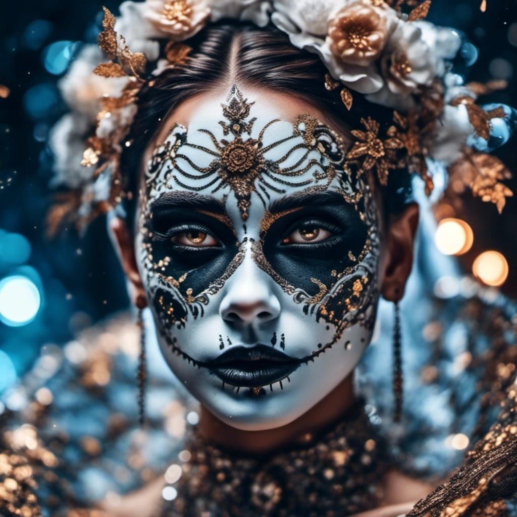 Gothic Fairy Portrait with Bold Makeup in Fantasy Art Style