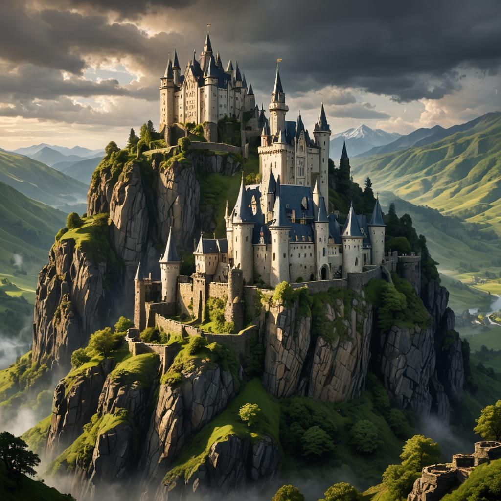 Light vs Dark Castles: Epic Fantasy Landscape