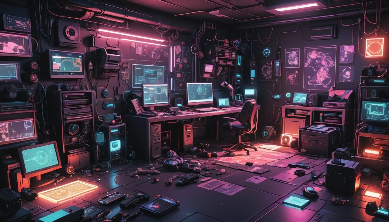 Cyberpunk Anime Gen Alpha Bedroom in Clip Studio Paint