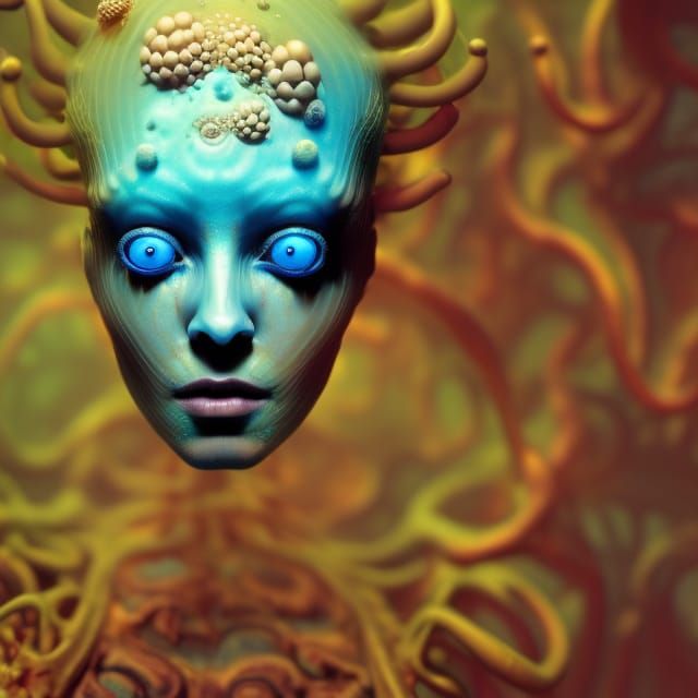 Android Cyborgs in Cyberpunk Cavern: Digital Illustration