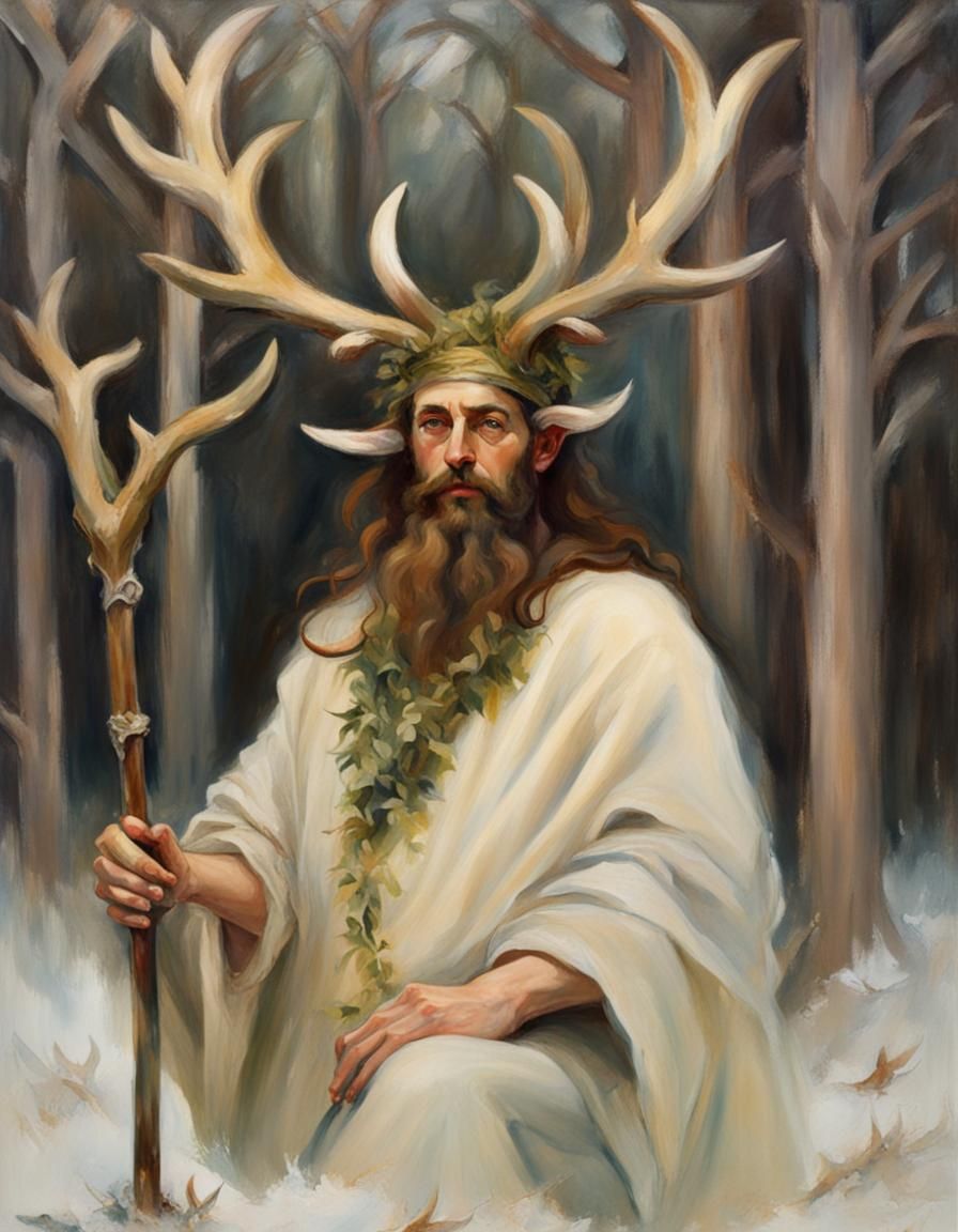 Cernunnos at Imbolc as a Sargent-Style Portrait