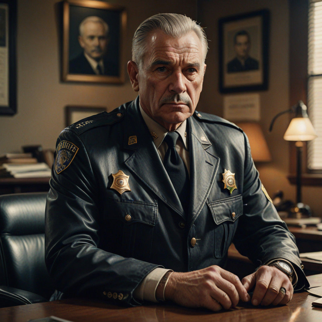 Veteran Police Officer in Moody Lighting