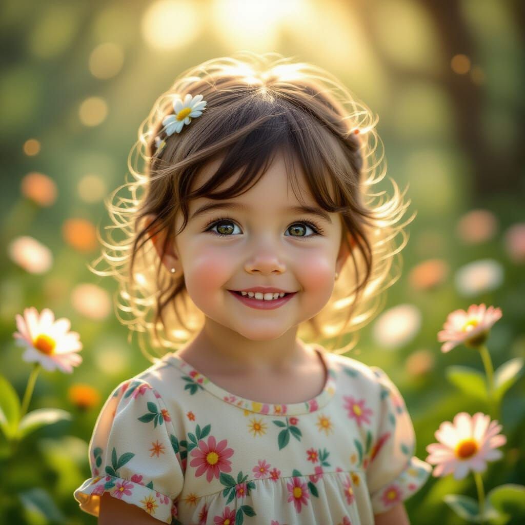 Adorable Child in Magical Forest, Hyperrealistic Fantasy Art