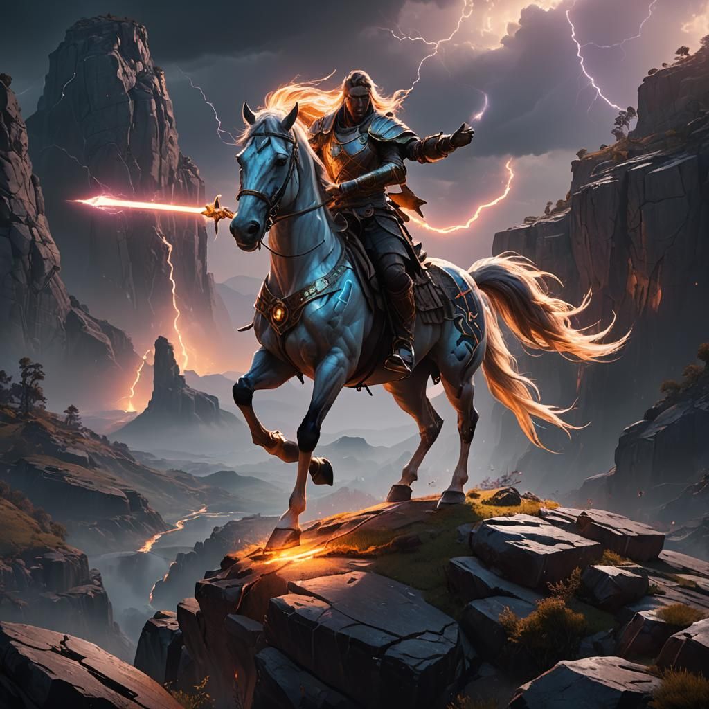 Warrior with Glowing Markings on Cliff in Unreal Engine