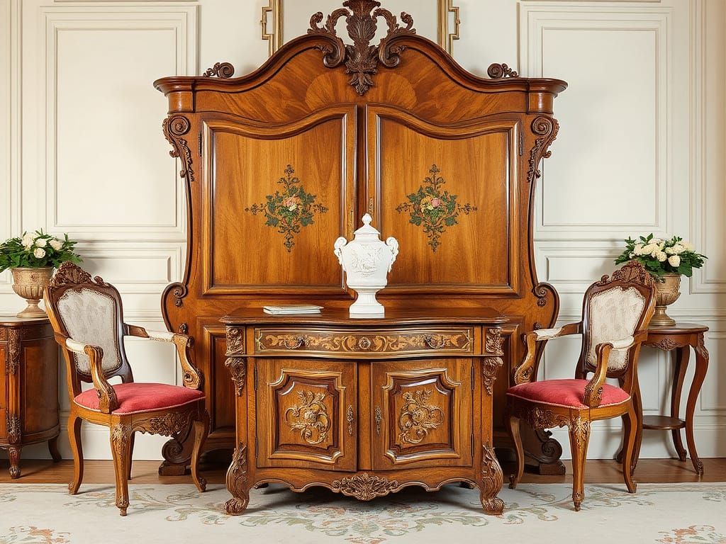 Mobilia artistica rococò in legno