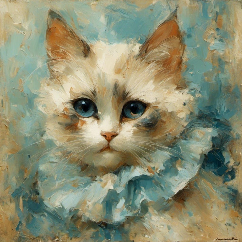 Siamese Cat in Impressionist Style