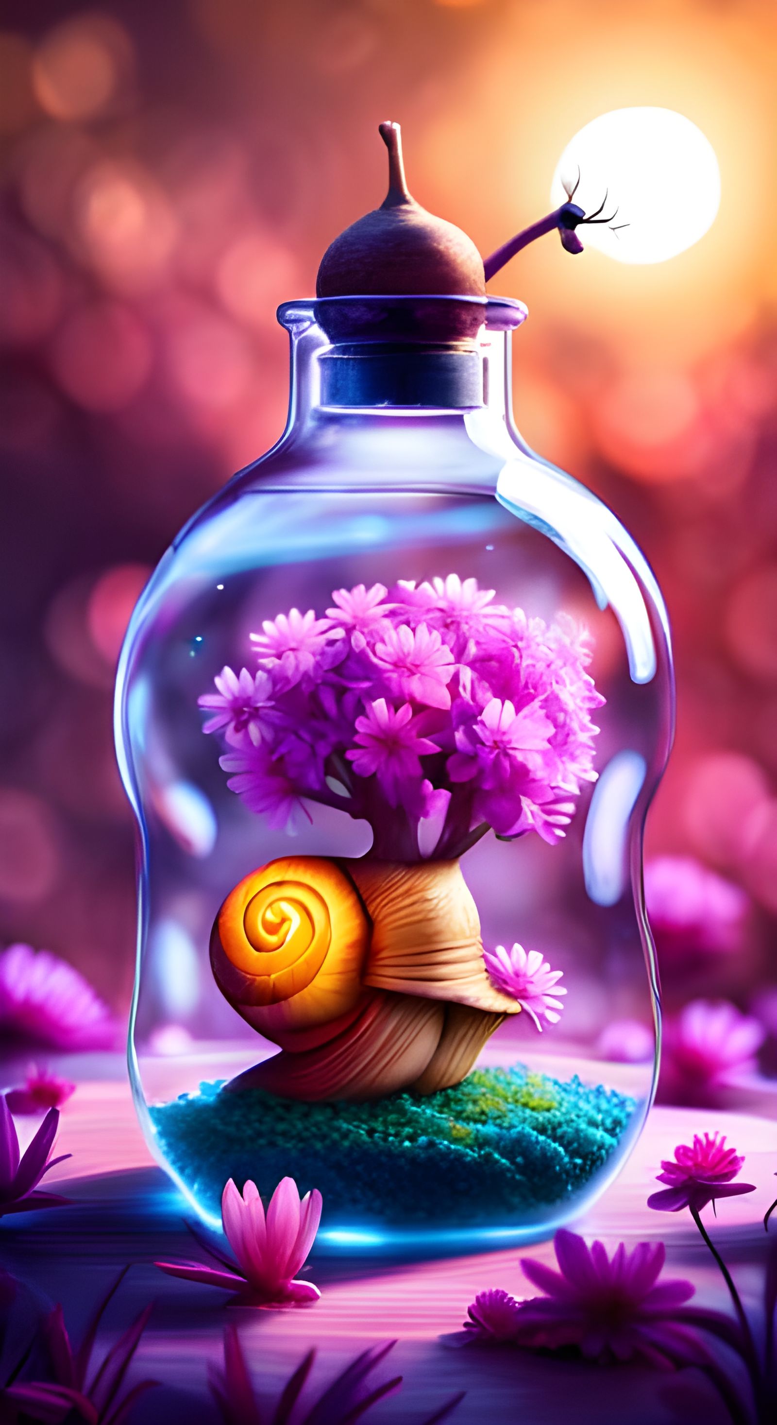 Snail in bottle - Cherry Blossom Trees