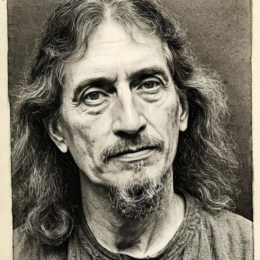 Illuminated Manuscript Style Portrait of Elderly Man