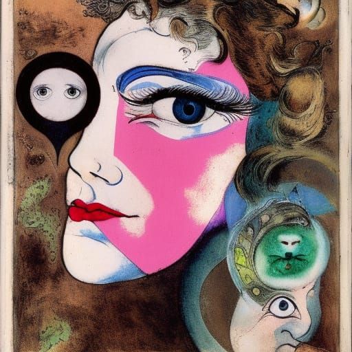 Vampire Archangel Flying to the Moon: Surreal Art