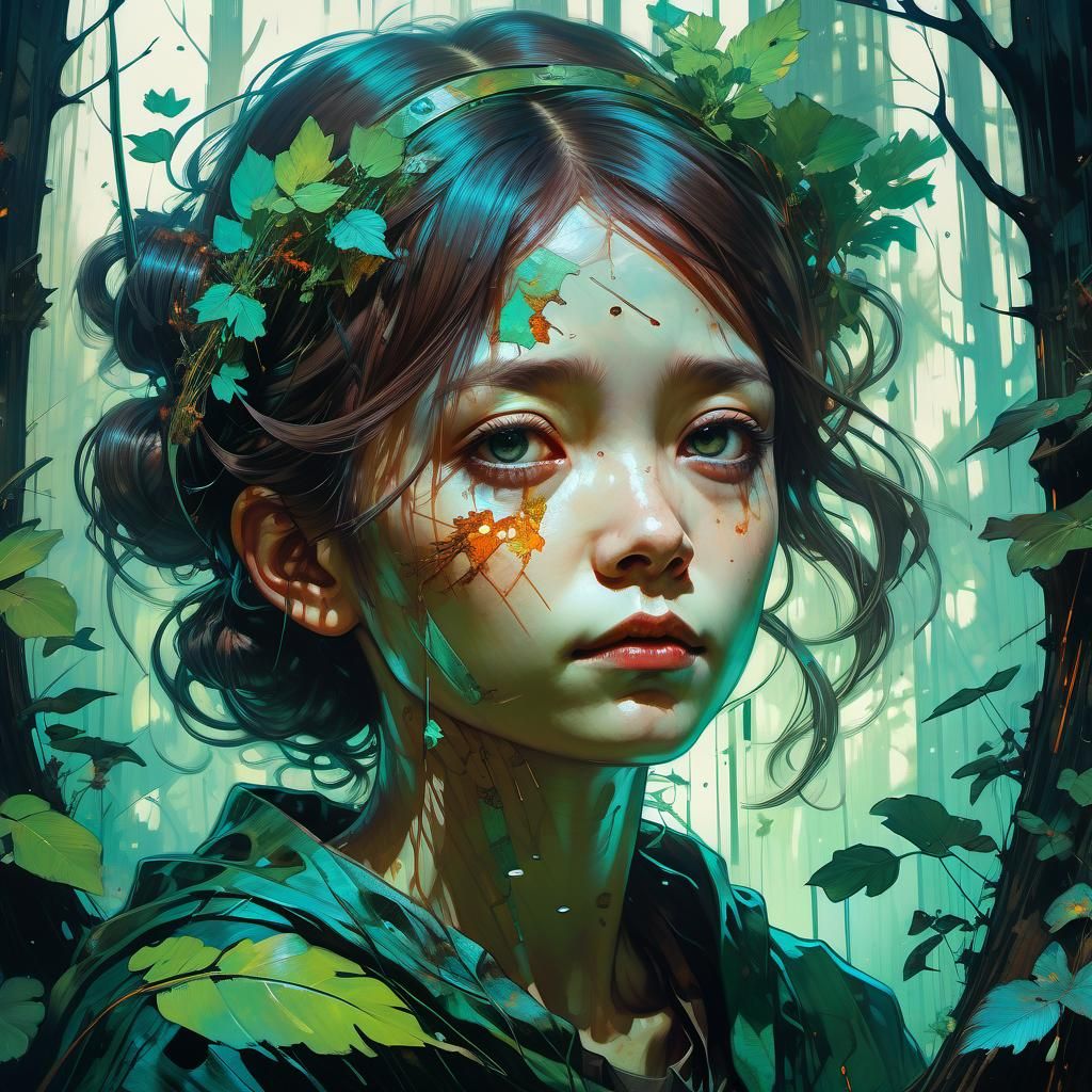 Forest Life Reflection: Hyperdetailed Gothic Portrait
