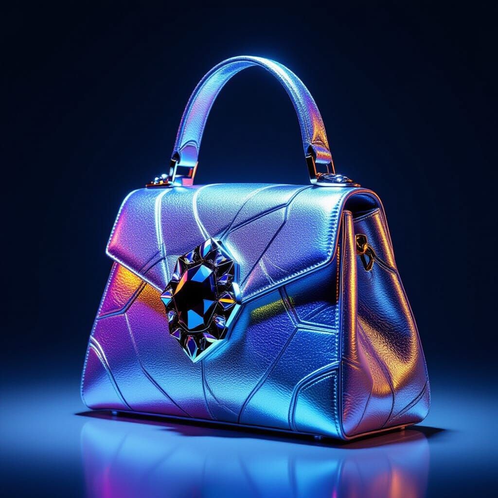 Avant-Garde Handbag in Bioluminescent Leather with Obsidian ...