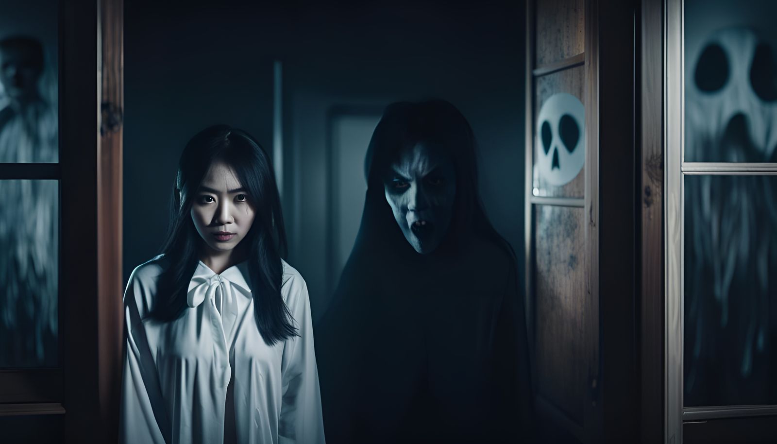 Eerie Portrait of Asian Ghost Woman