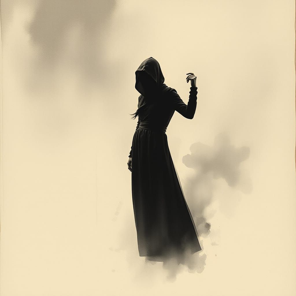 Elegant Shadow Figure in Black and White Conceptual Art